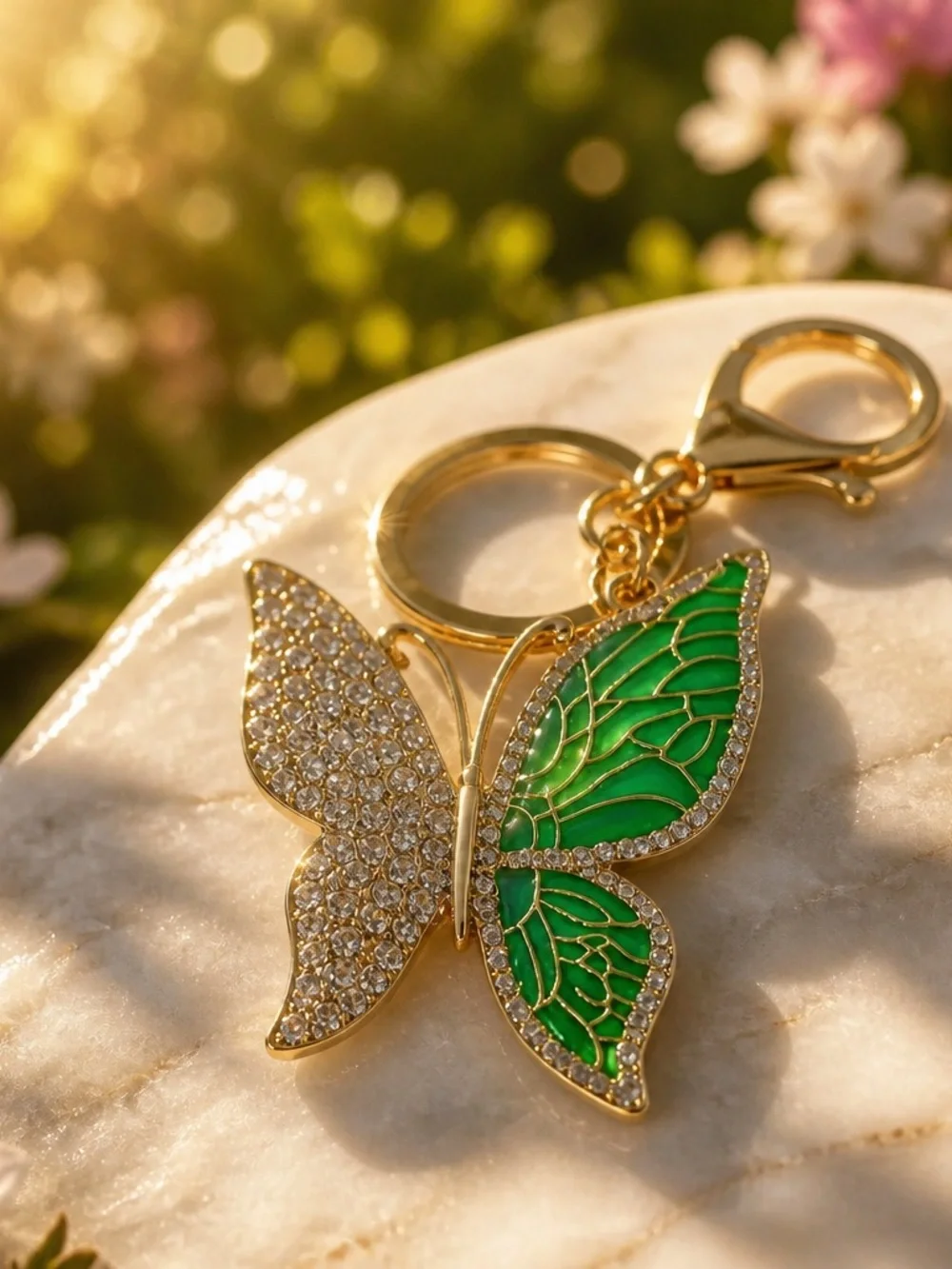 Pastels Gold Butterfly Keychain with Crystals Different Colors NWT